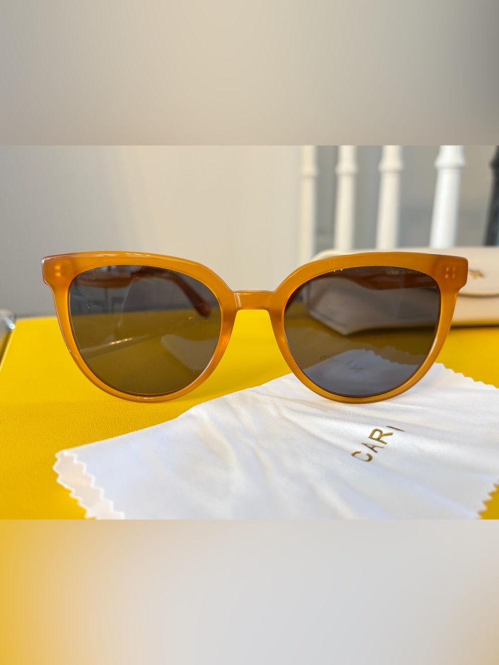 Amber Brown Round Sunglasses for Women - Picture 2 of 6